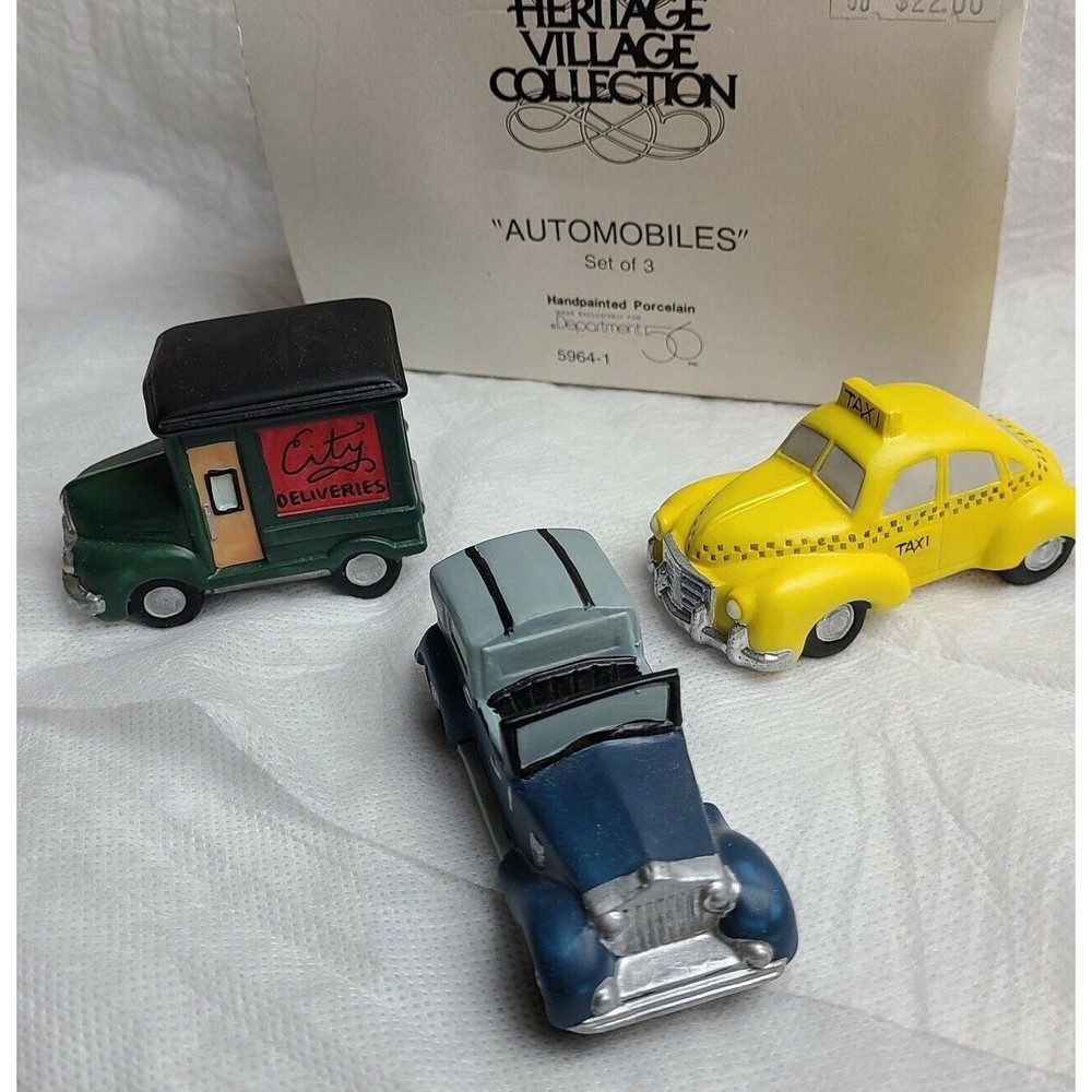 DEPARTMENT 56 Heritage Village "Automobiles" Set of 3 - Item 5964-1 - Original…